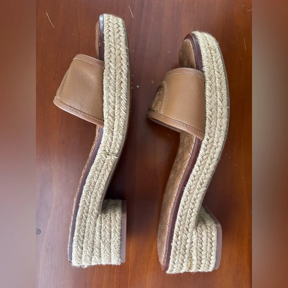 TORY BURCH Fleming Low Heel Espadrille Slide Sz 7 1/2